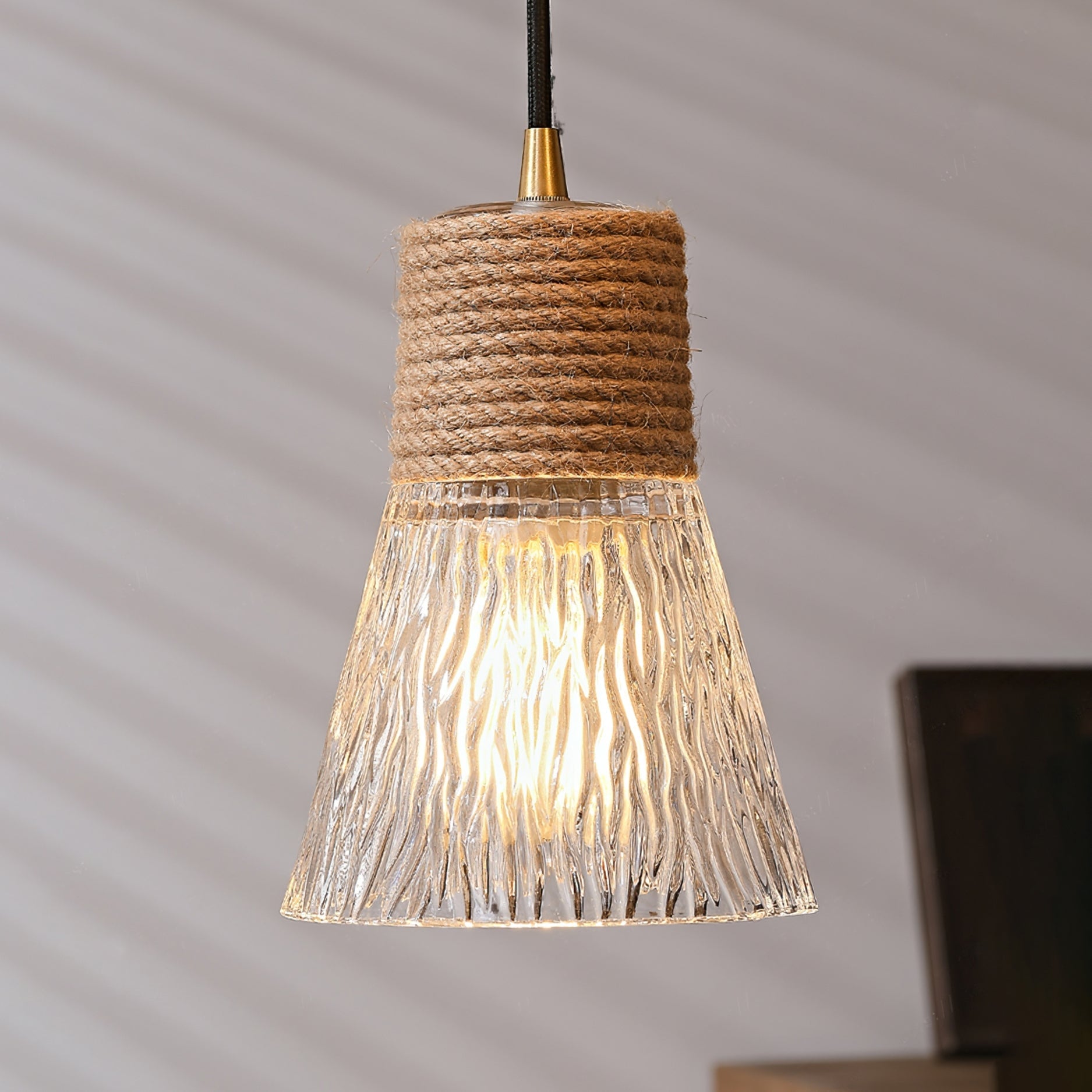 Hemp Rope Glass Pendant Lamp - Lumpaz