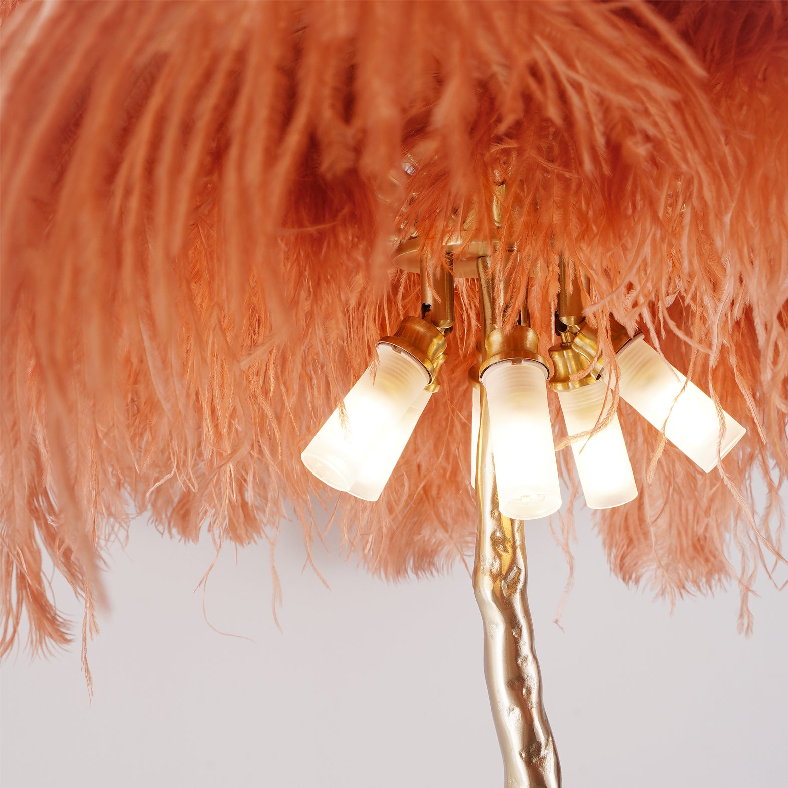 Ostrich Feather Brass Floor Lamp - Lumpaz