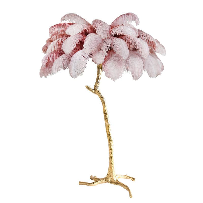 Ostrich Feather Brass Floor Lamp - Lumpaz
