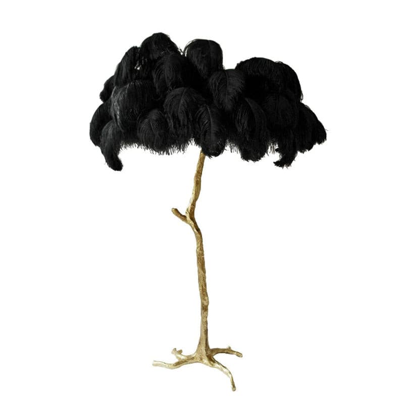 Ostrich Feather Brass Floor Lamp - Lumpaz