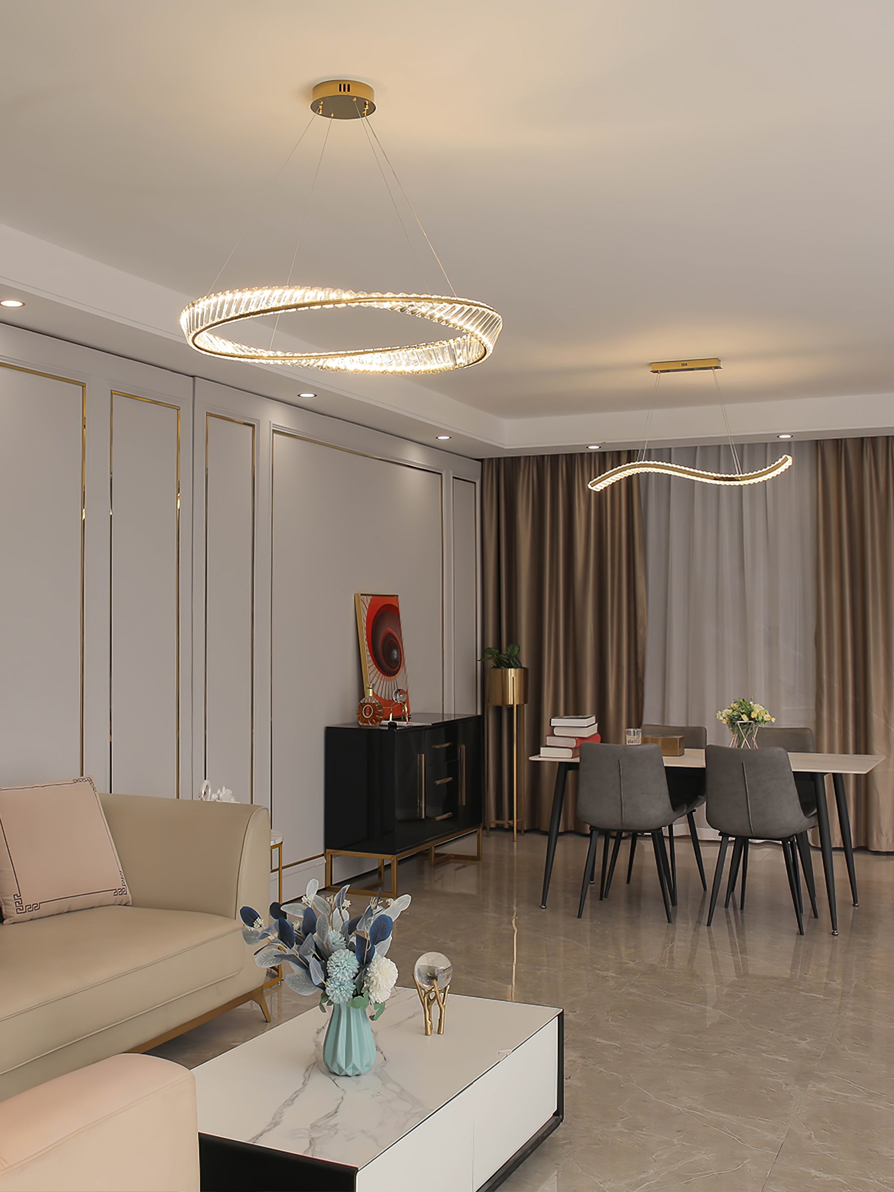 Wave Circle Crystal Chandelier - Lumpaz