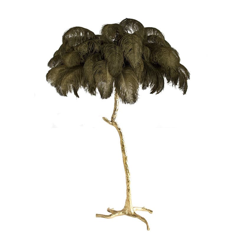 Ostrich Feather Brass Floor Lamp - Lumpaz