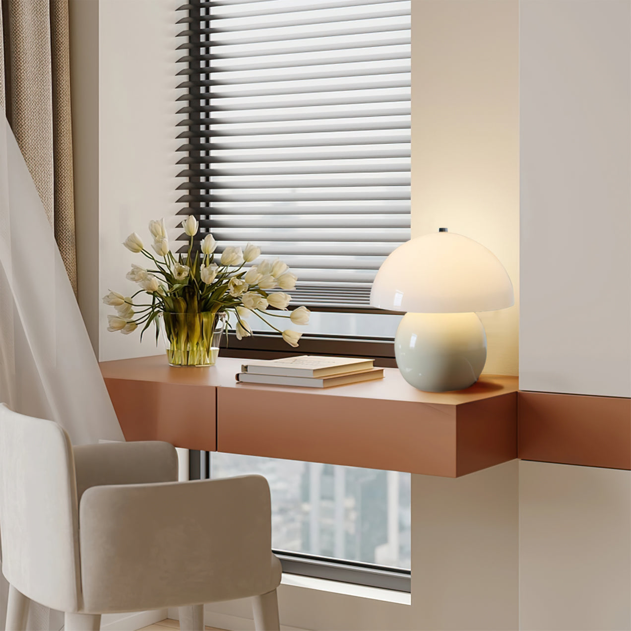 Mushroom Ceramic Built-in Battery Table Lamp - Lumpaz