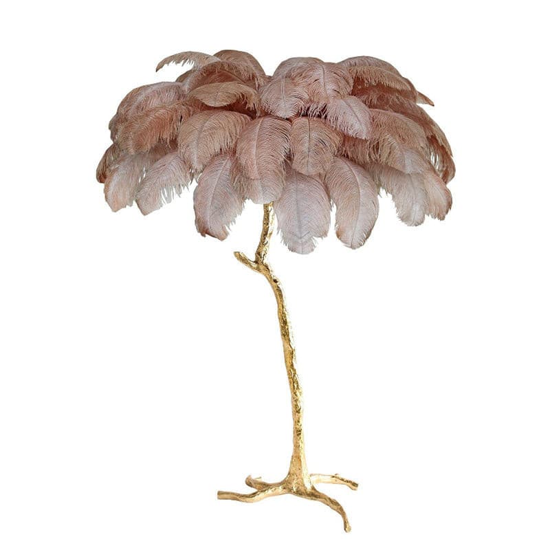 Ostrich Feather Brass Floor Lamp - Lumpaz