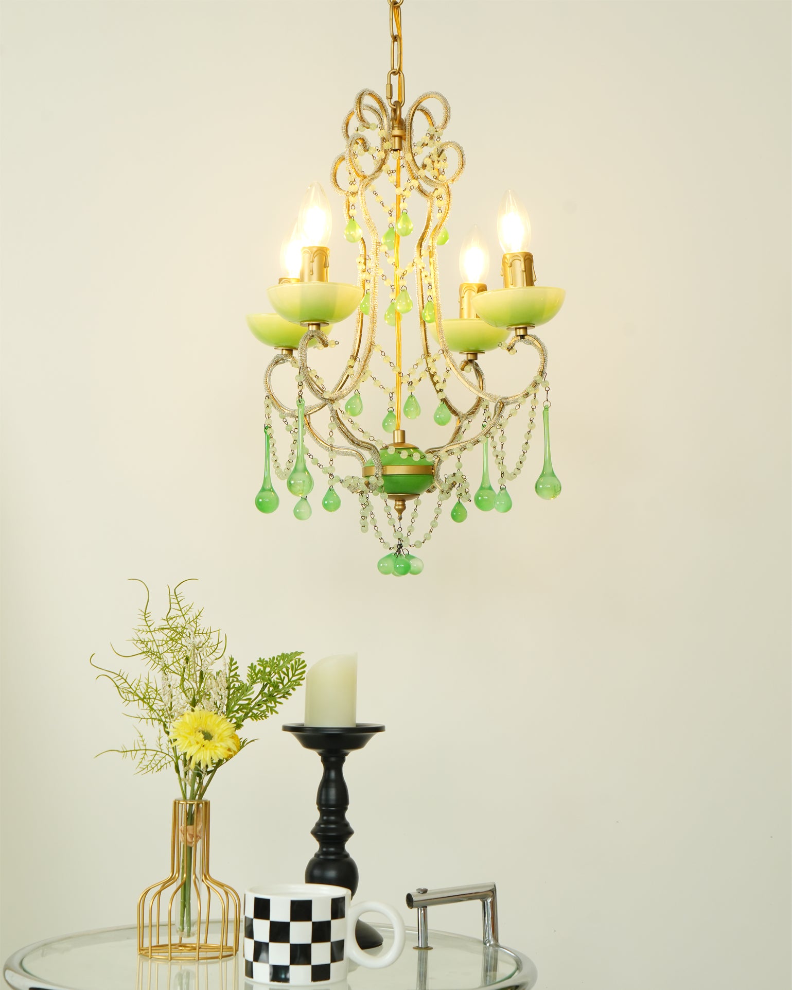 Murano Green Drops Chandelier - Lumpaz