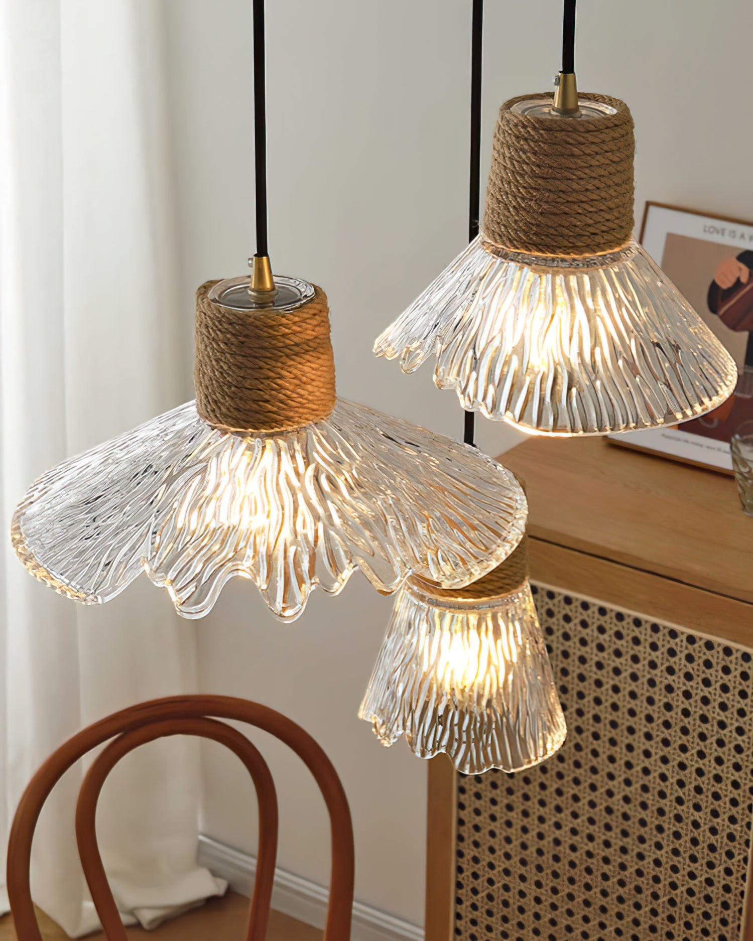 Hemp Rope Glass Pendant Lamp - Lumpaz