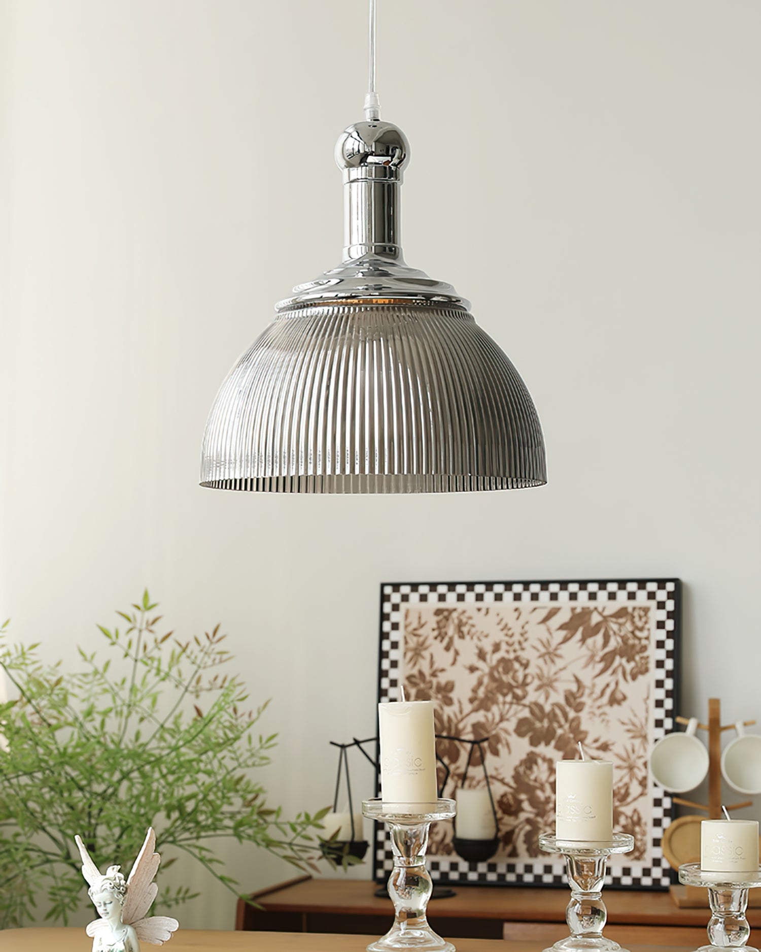 Ribbed Chrome Pendant Lamp - Lumpaz