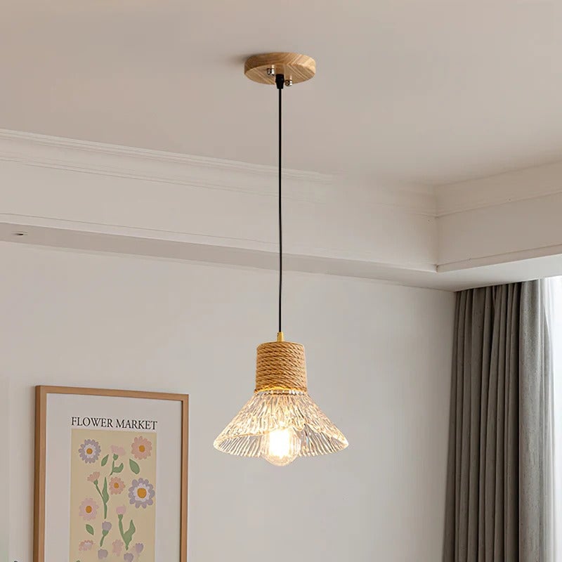 Hemp Rope Glass Pendant Lamp - Lumpaz