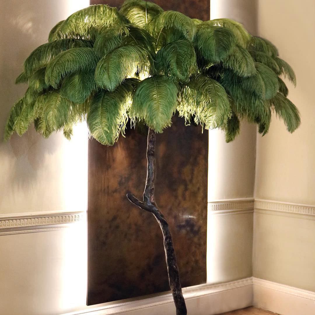 Ostrich Feather Brass Floor Lamp - Lumpaz