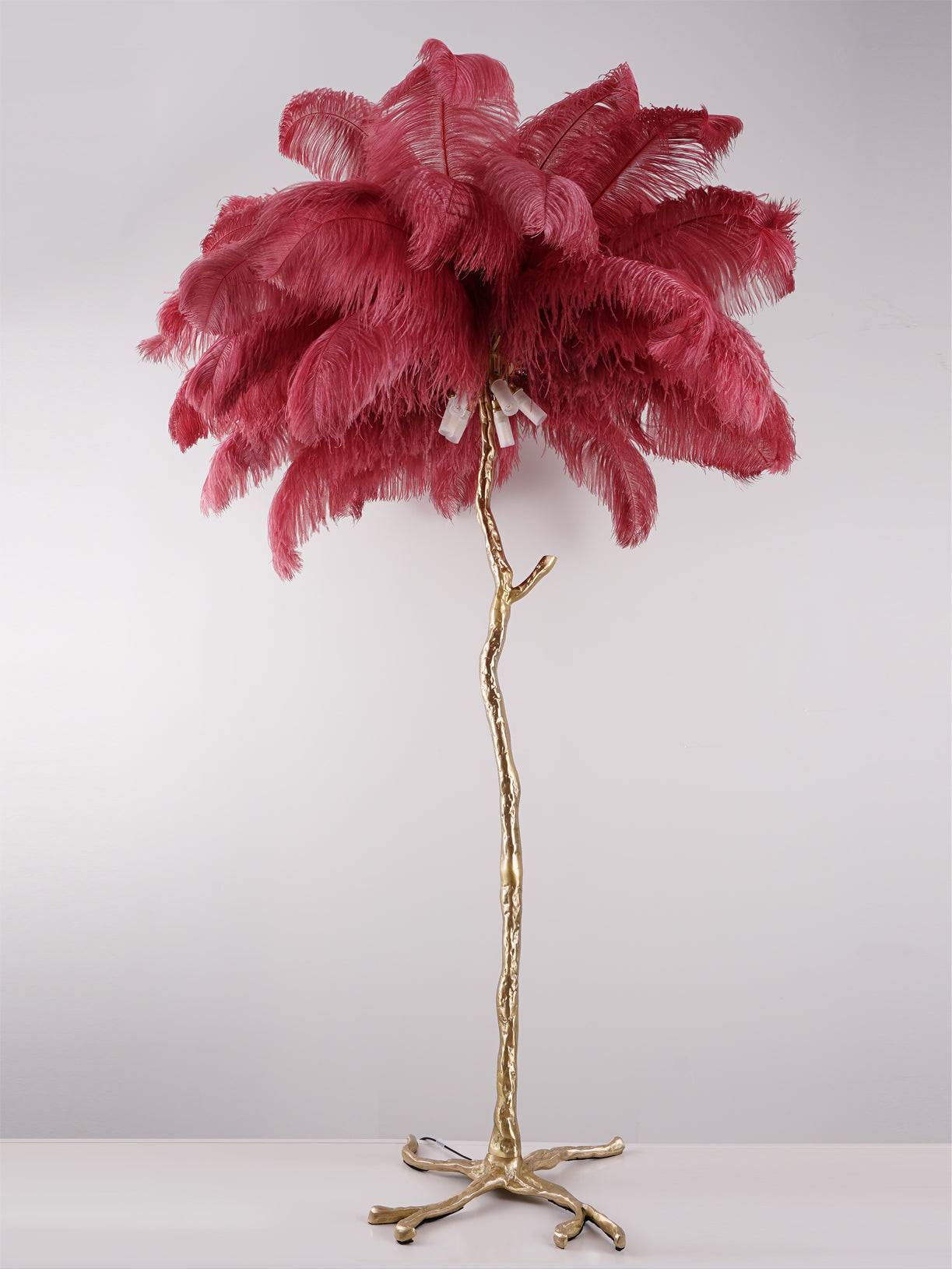 Ostrich Feather Brass Floor Lamp - Lumpaz