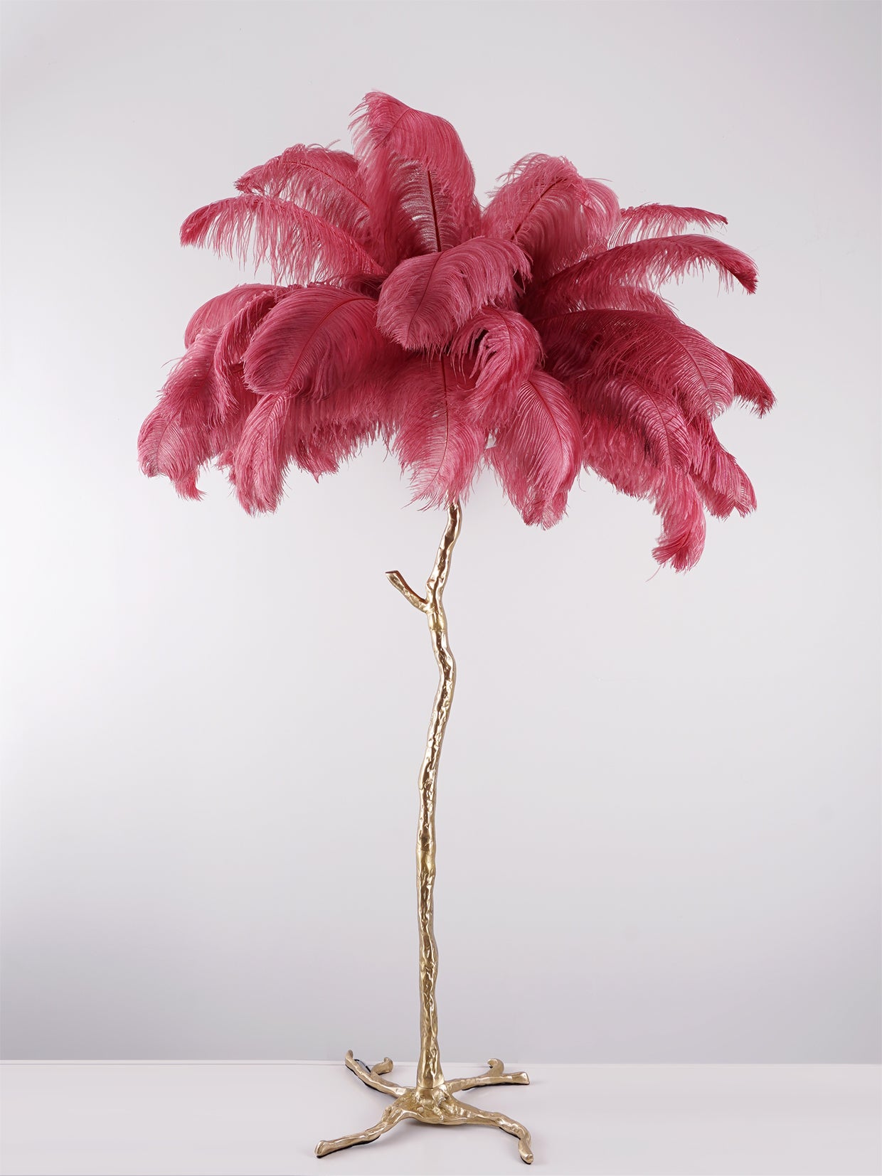 Ostrich Feather Brass Floor Lamp - Lumpaz