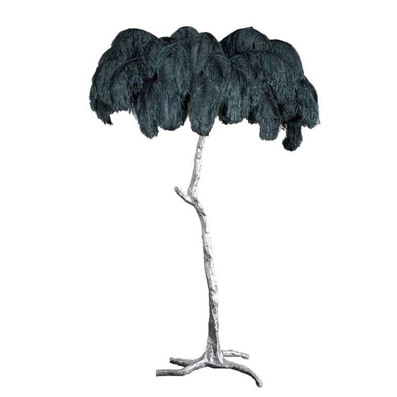 Ostrich Feather Brass Floor Lamp - Lumpaz