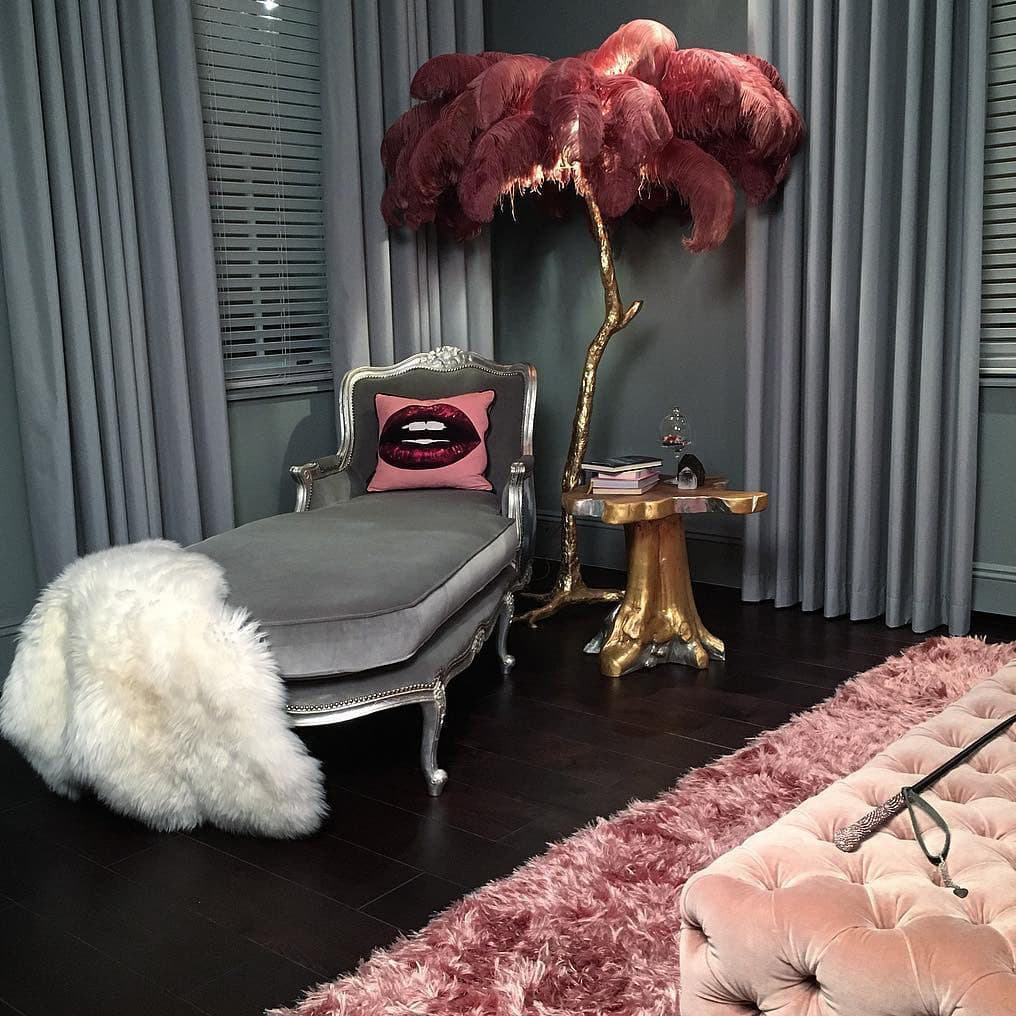 Ostrich Feather Brass Floor Lamp - Lumpaz