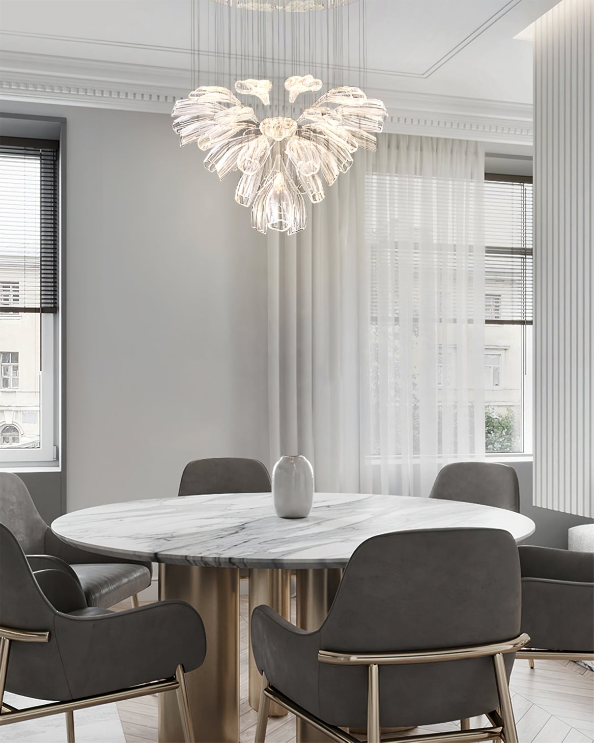 Glass Lotus Chandelier - Lumpaz