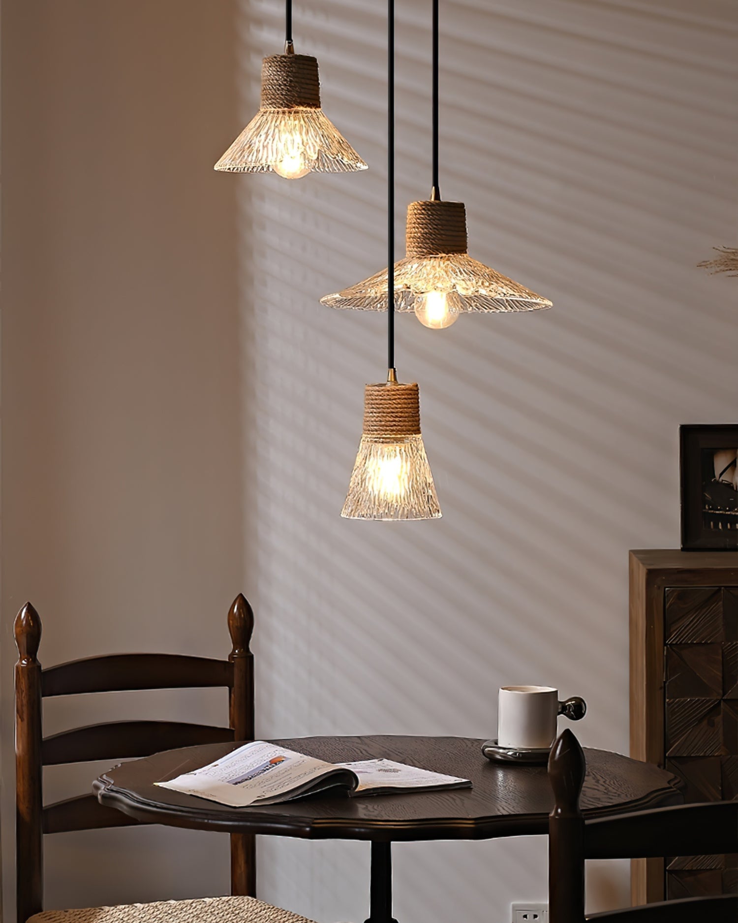 Hemp Rope Glass Pendant Lamp - Lumpaz