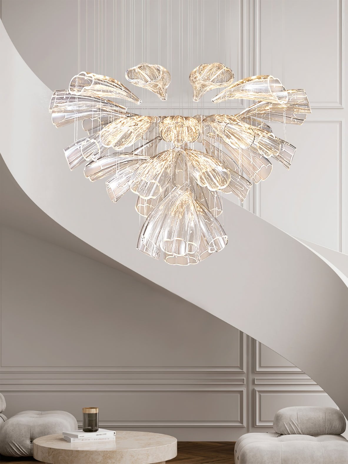 Glass Lotus Chandelier - Lumpaz