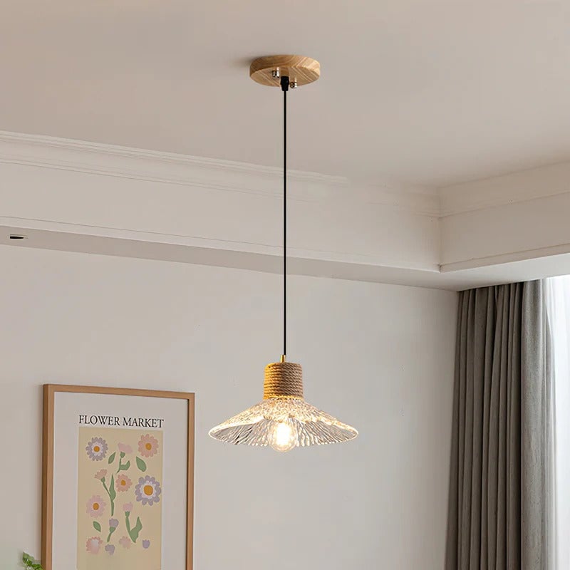 Hemp Rope Glass Pendant Lamp - Lumpaz