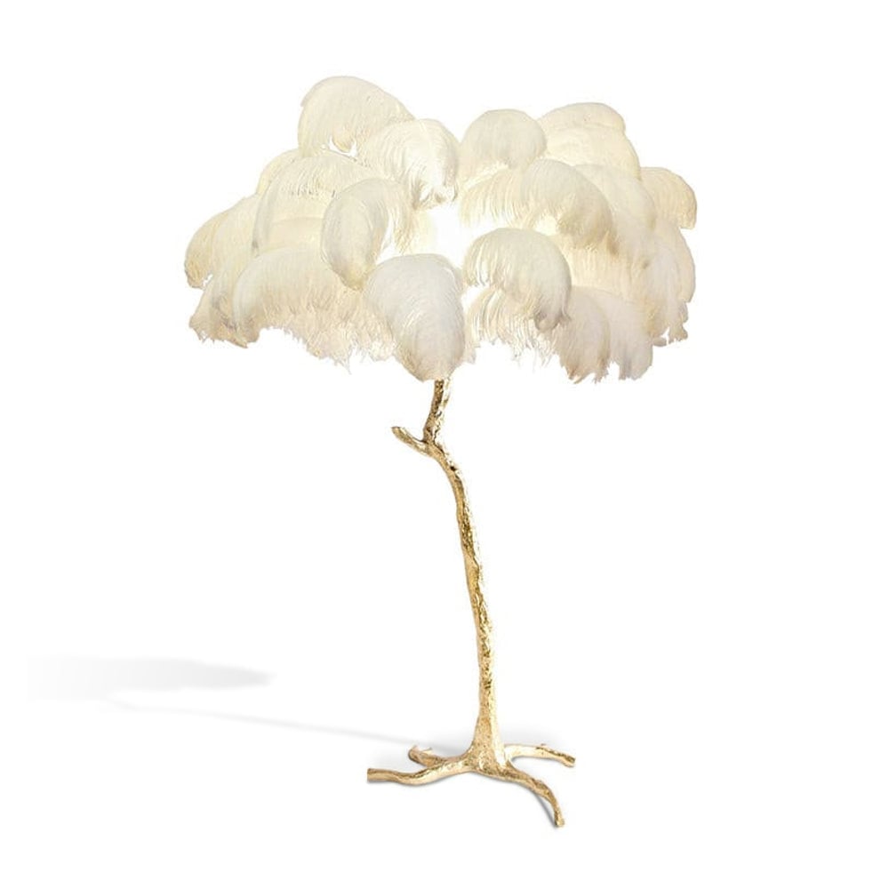 Ostrich Feather Brass Floor Lamp - Lumpaz