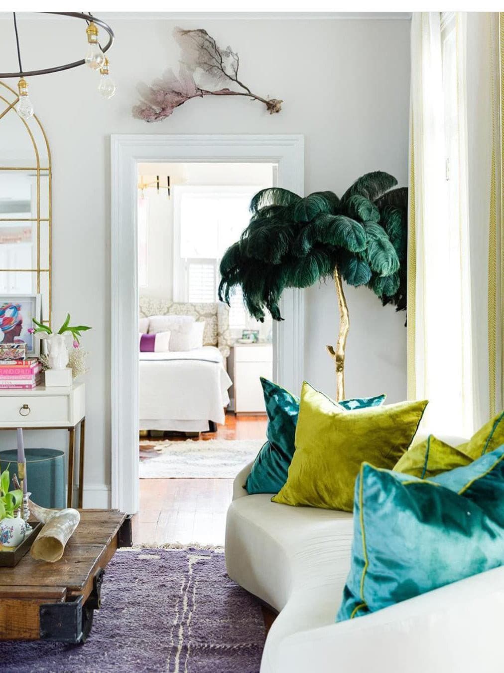 Ostrich Feather Brass Floor Lamp - Lumpaz