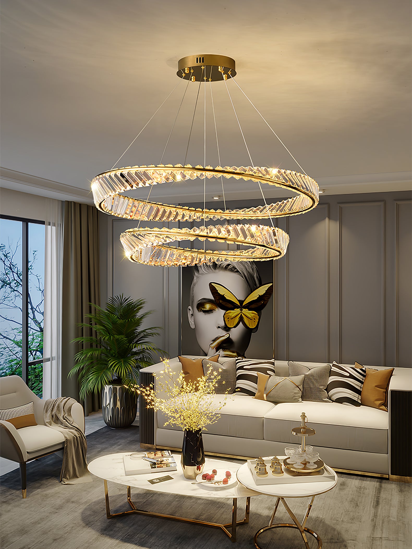 Wave Circle Crystal Chandelier - Lumpaz