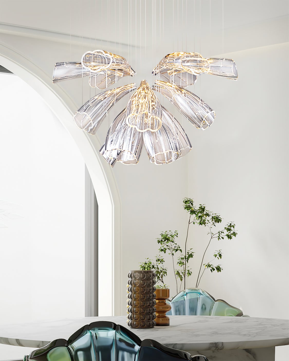Glass Lotus Chandelier - Lumpaz