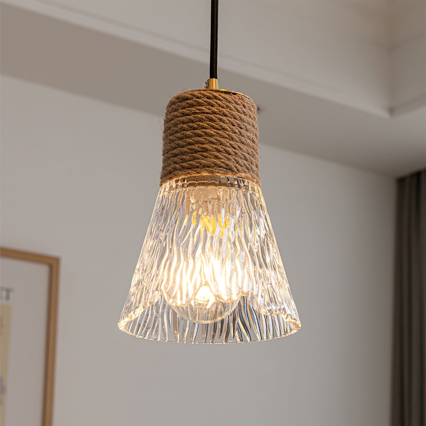 Hemp Rope Glass Pendant Lamp - Lumpaz