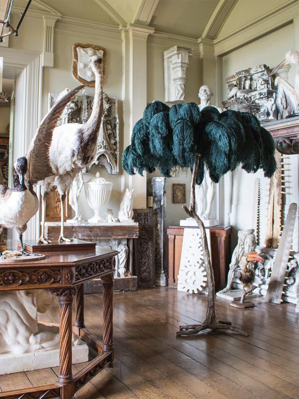 Ostrich Feather Brass Floor Lamp - Lumpaz