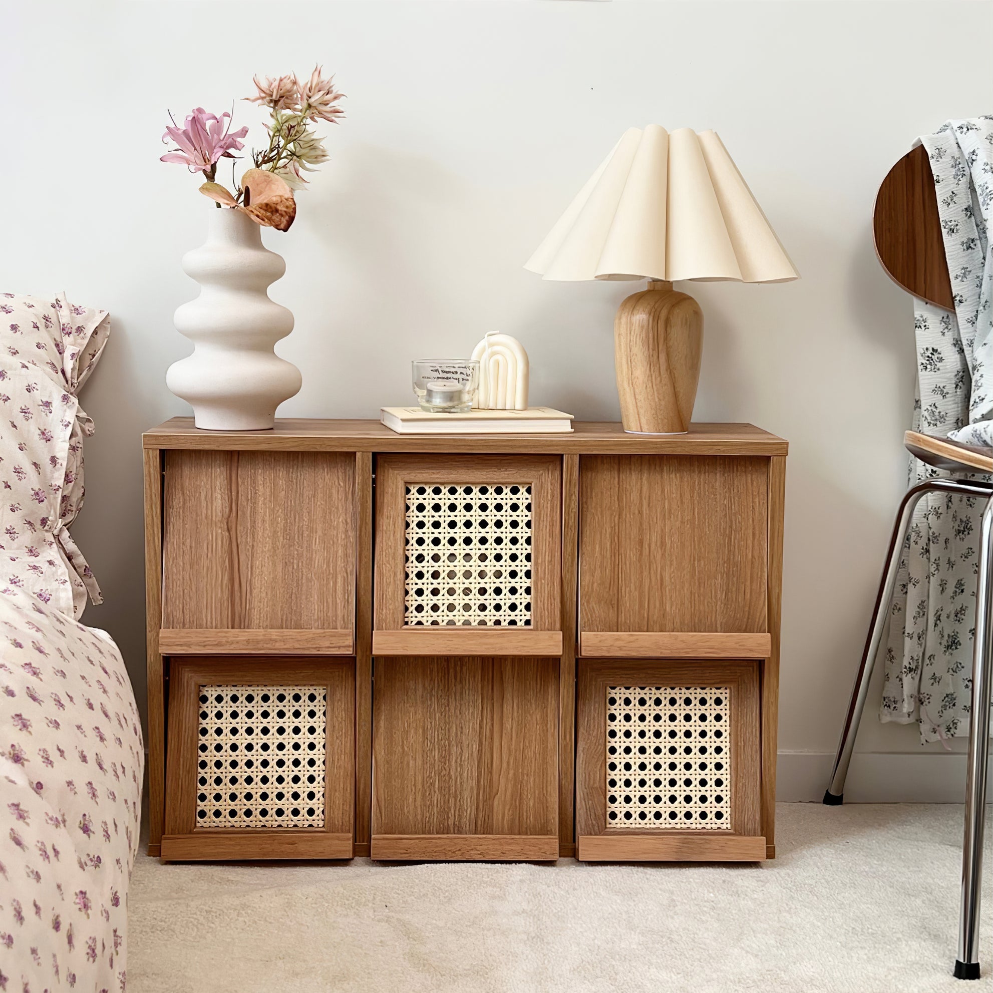 Vintage Fluted Beige Table Lamp - Lumpaz