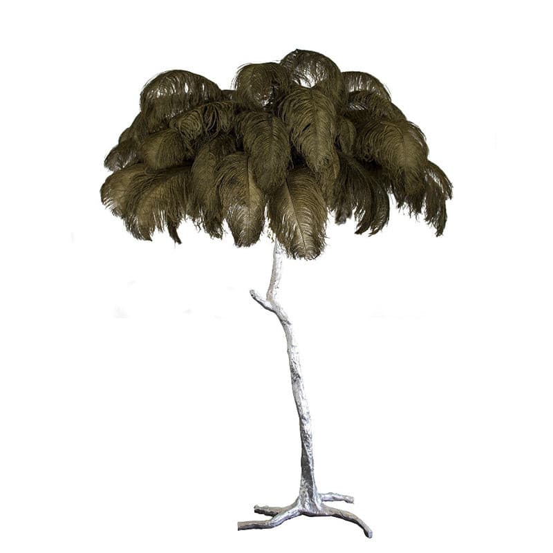 Ostrich Feather Brass Floor Lamp - Lumpaz