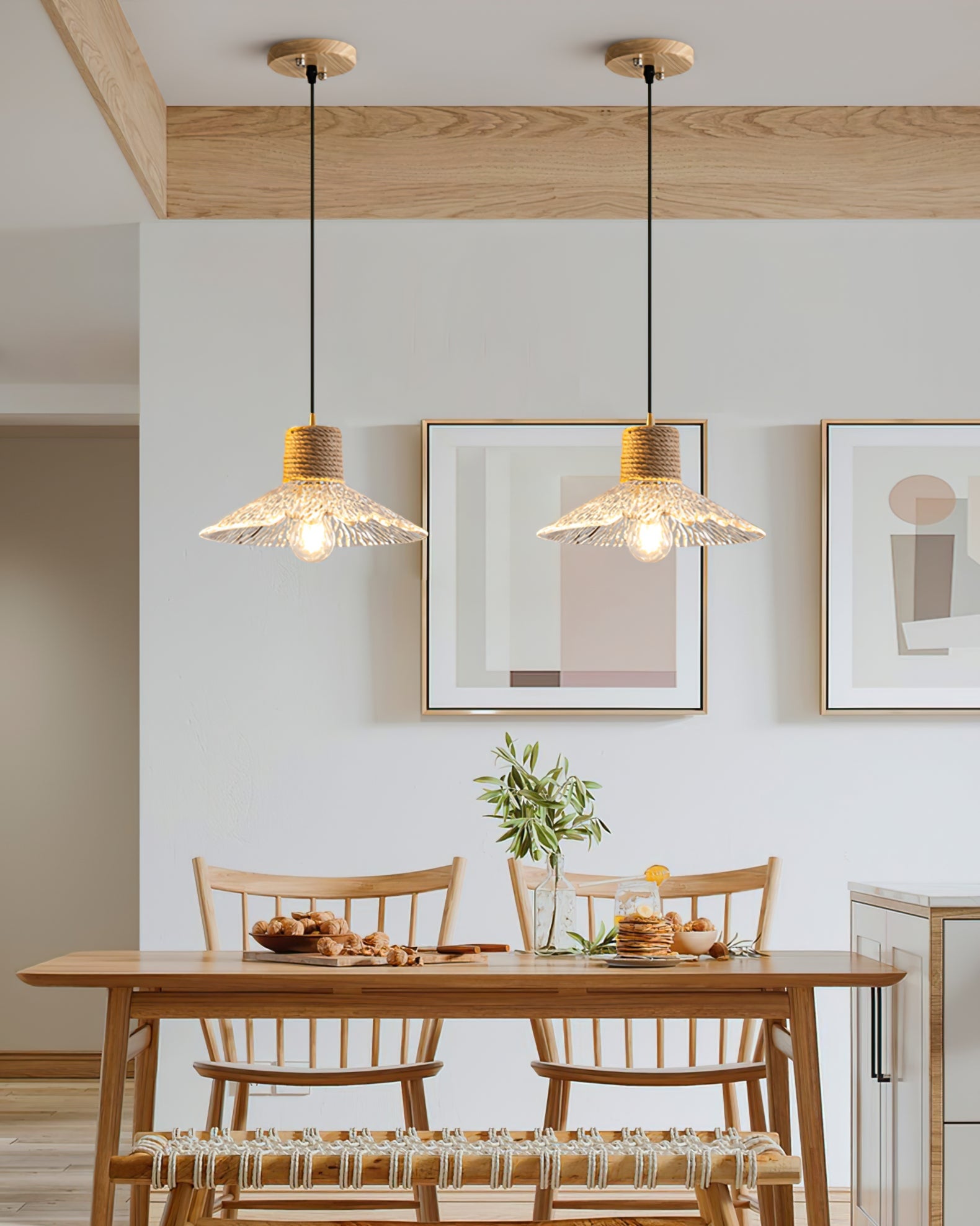 Hemp Rope Glass Pendant Lamp - Lumpaz