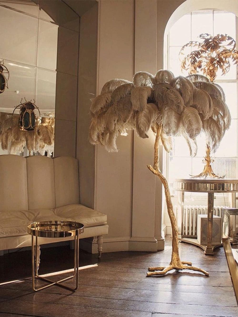 Ostrich Feather Brass Floor Lamp - Lumpaz