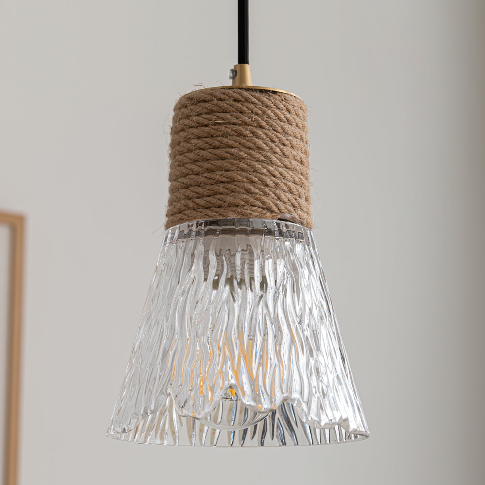 Hemp Rope Glass Pendant Lamp - Lumpaz