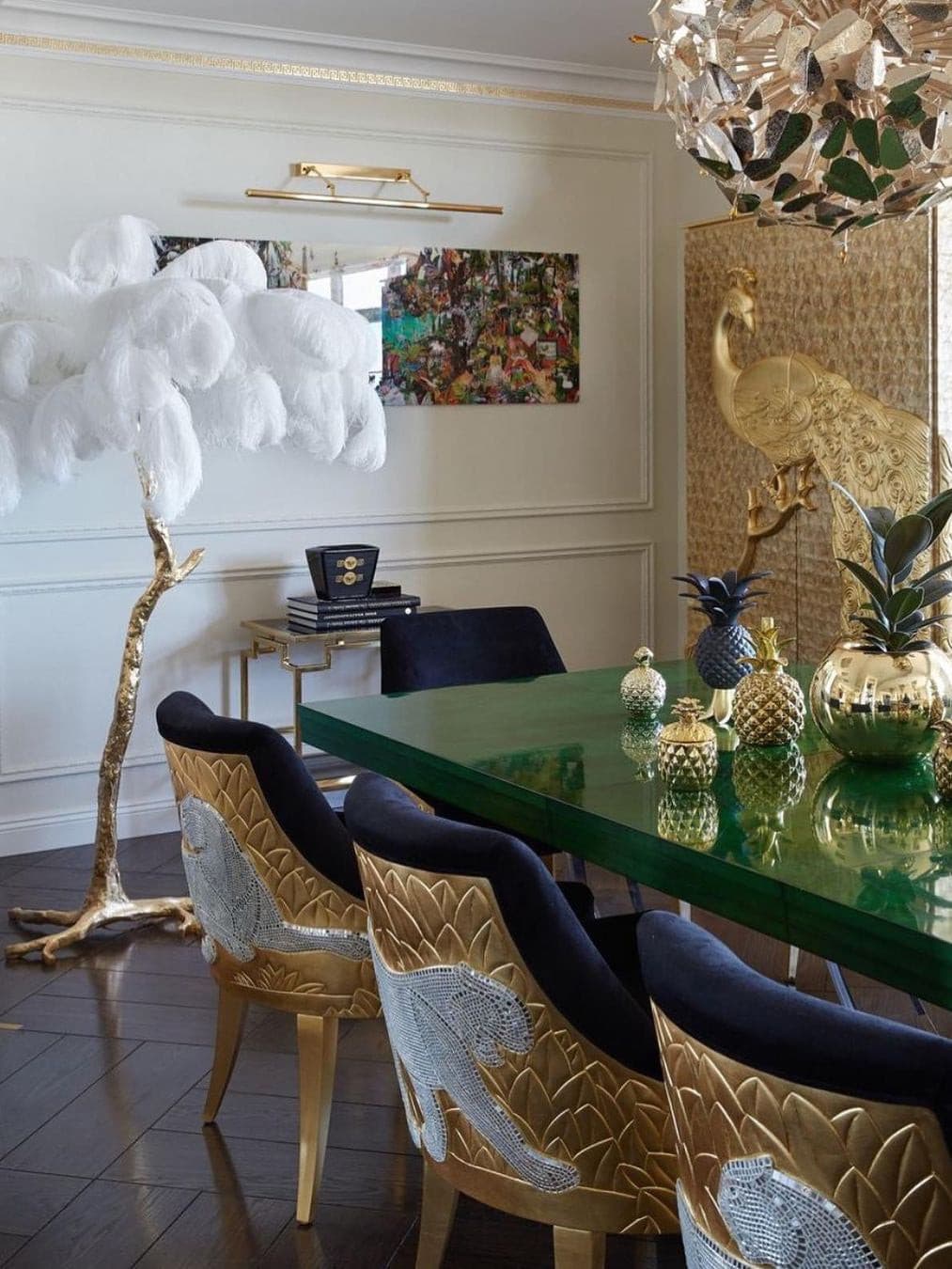 Ostrich Feather Brass Floor Lamp - Lumpaz