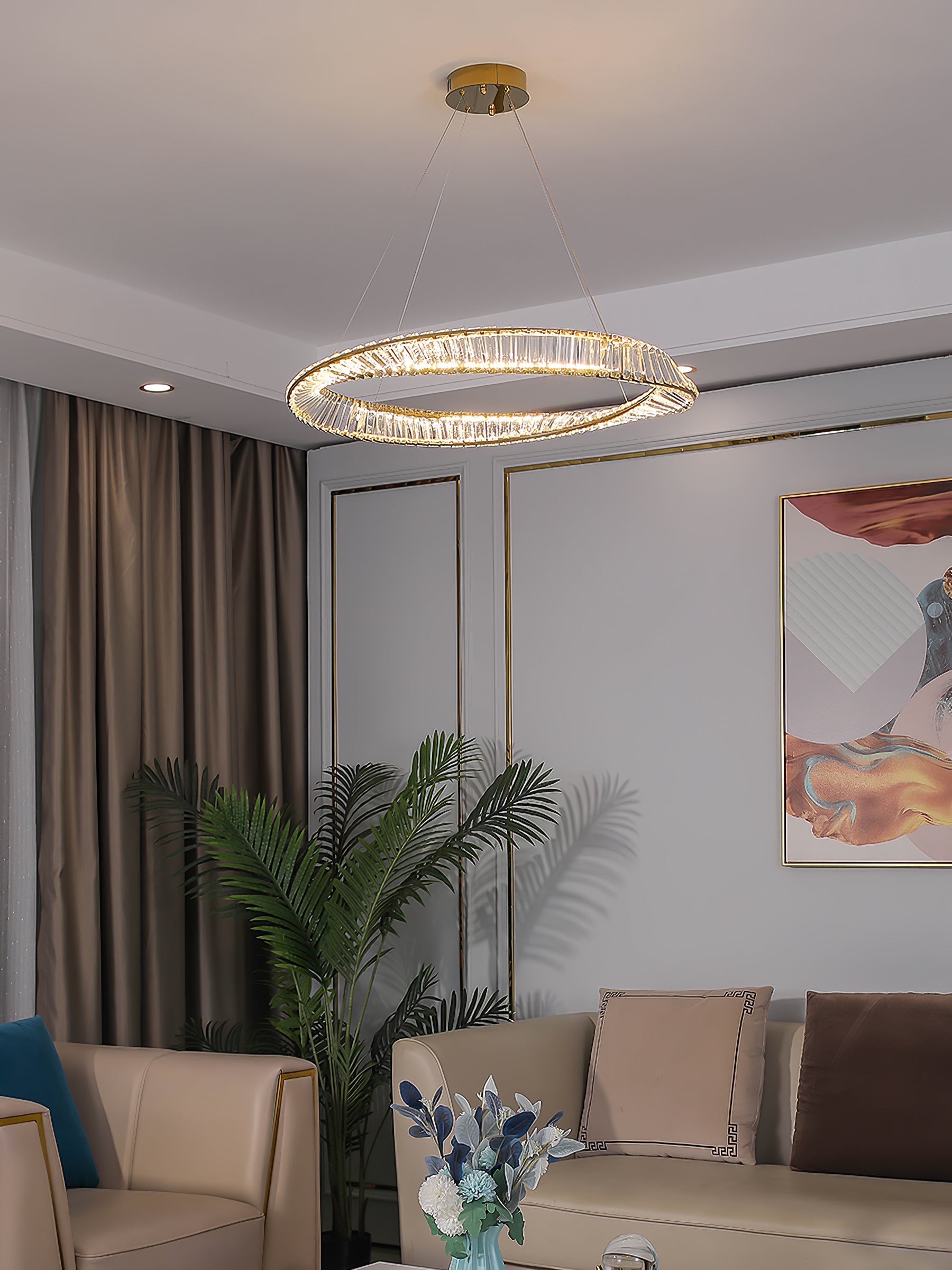 Wave Circle Crystal Chandelier - Lumpaz