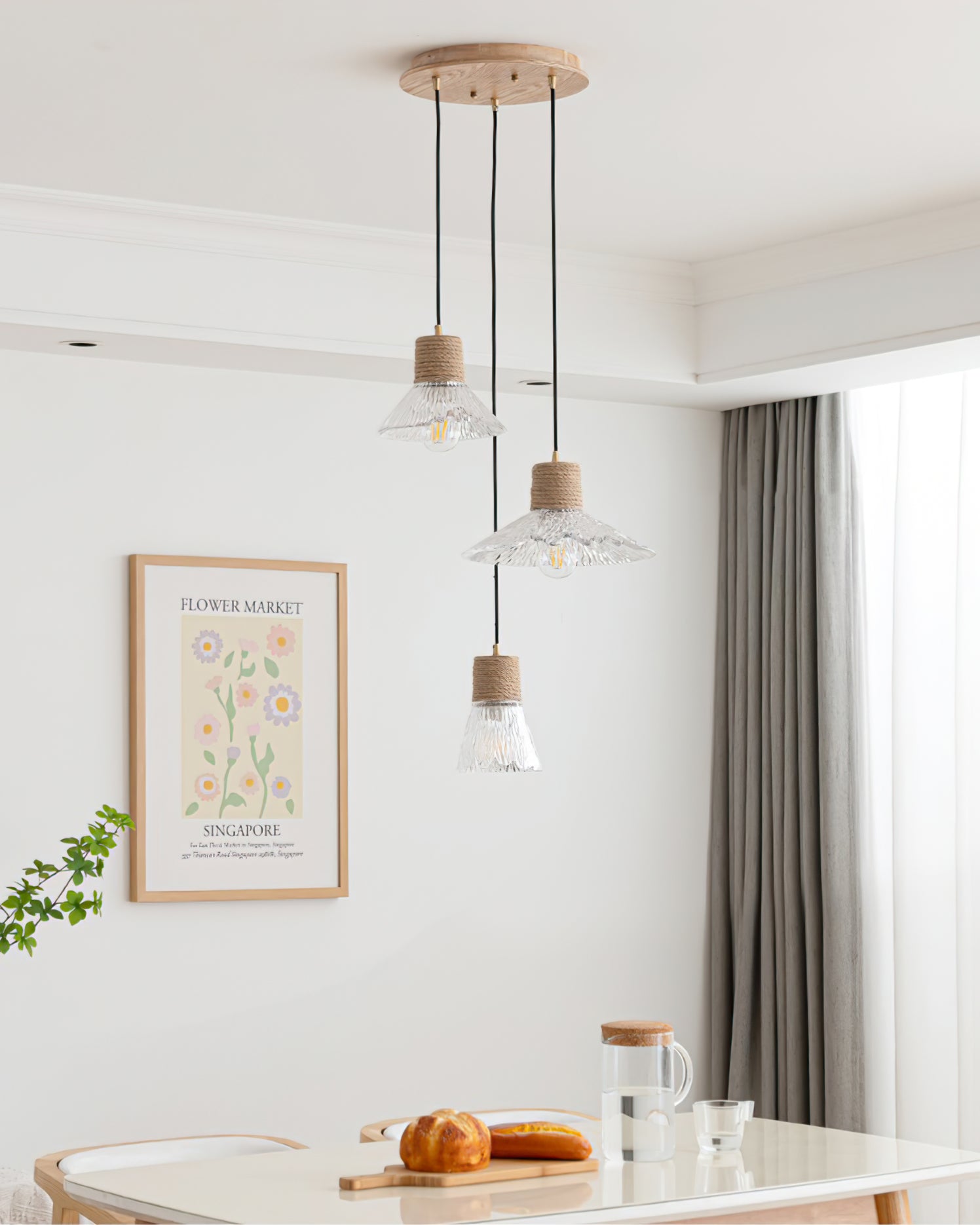 Hemp Rope Glass Pendant Lamp - Lumpaz