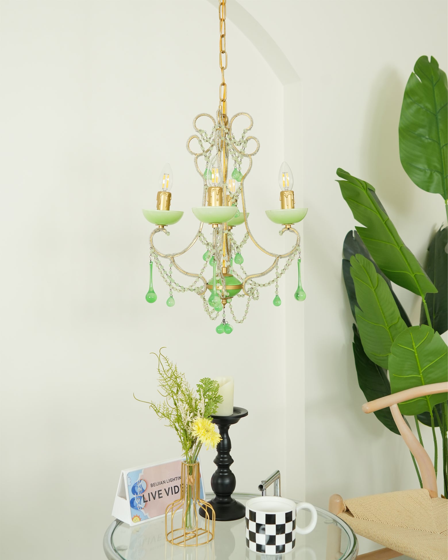 Murano Green Drops Chandelier - Lumpaz