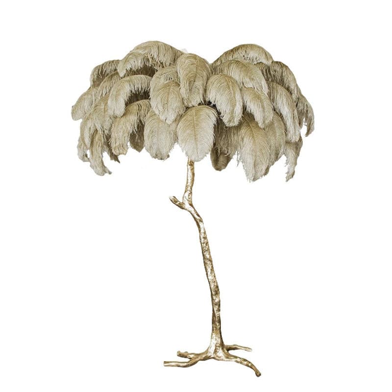 Ostrich Feather Brass Floor Lamp - Lumpaz