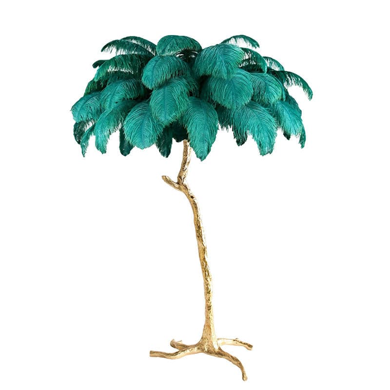 Ostrich Feather Brass Floor Lamp - Lumpaz
