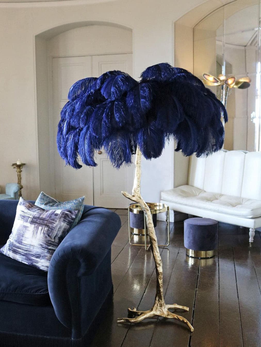 Ostrich Feather Brass Floor Lamp - Lumpaz