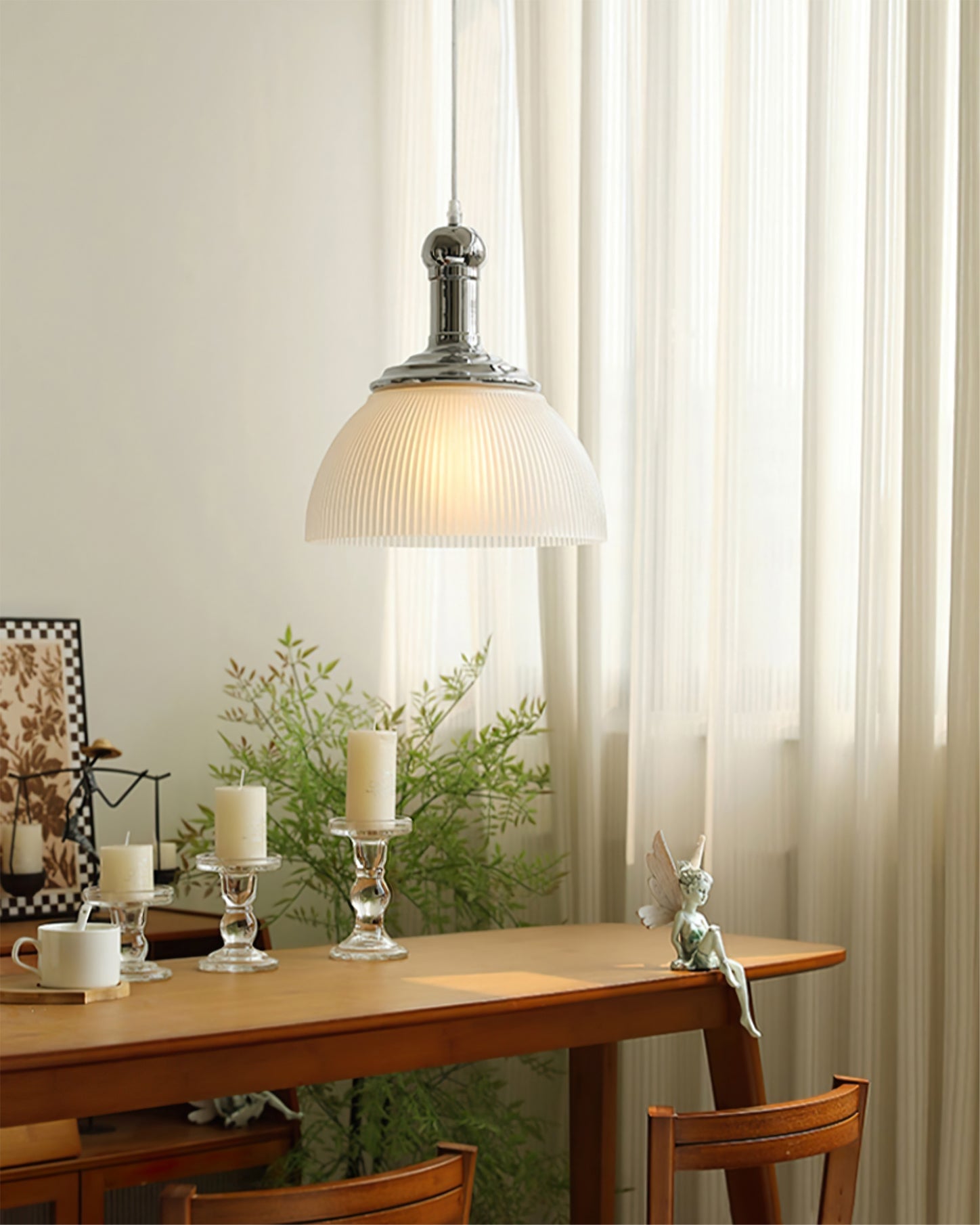 Ribbed Chrome Pendant Lamp - Lumpaz