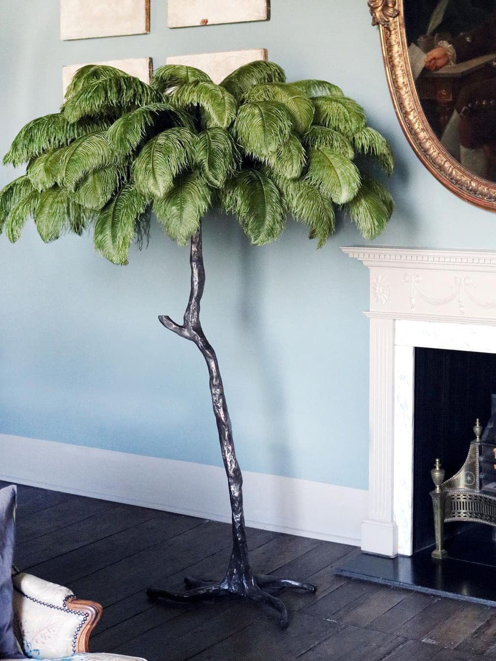 Ostrich Feather Brass Floor Lamp - Lumpaz