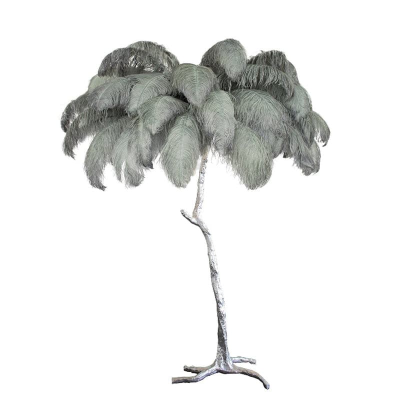 Ostrich Feather Brass Floor Lamp - Lumpaz