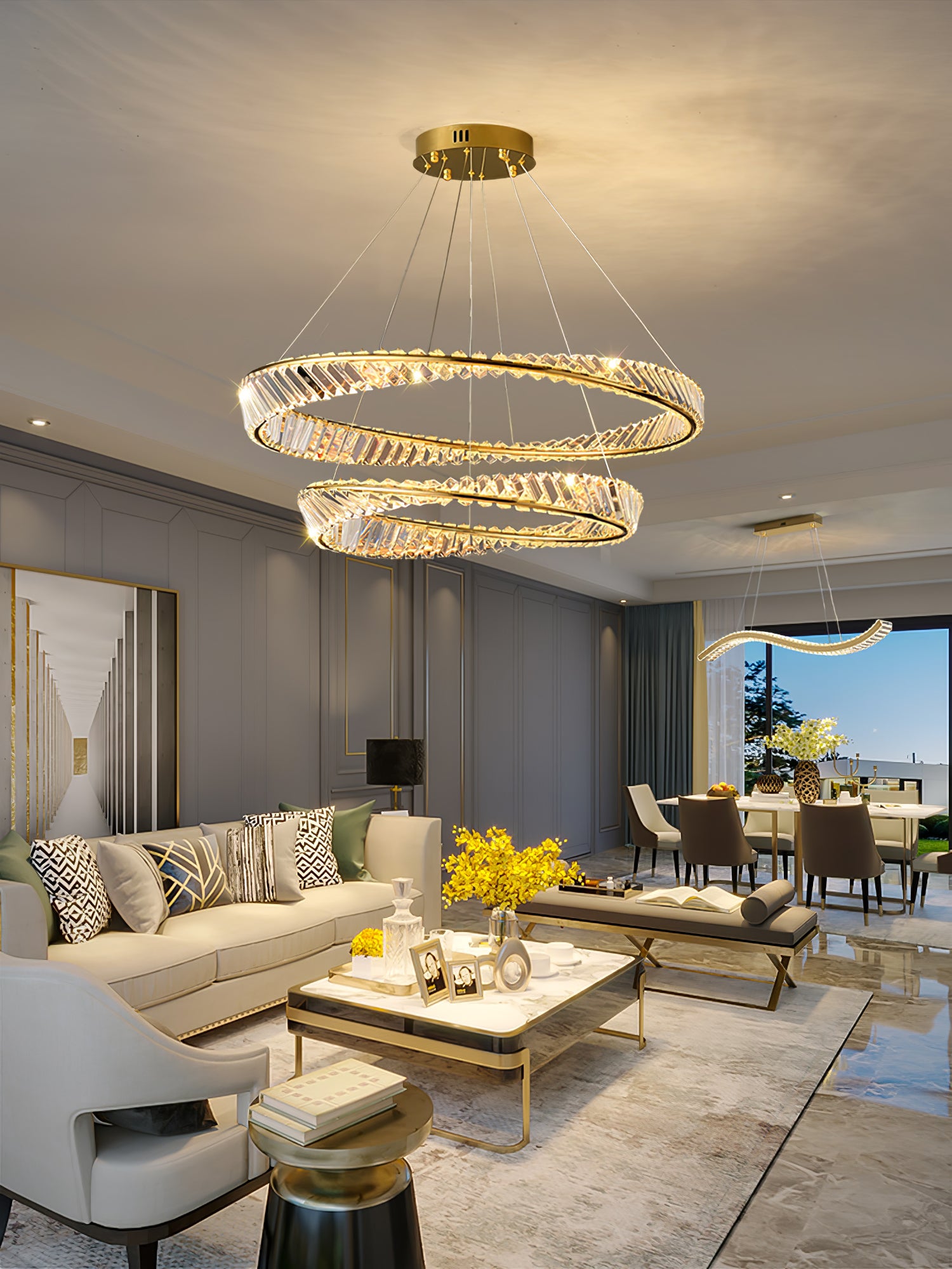 Wave Circle Crystal Chandelier - Lumpaz