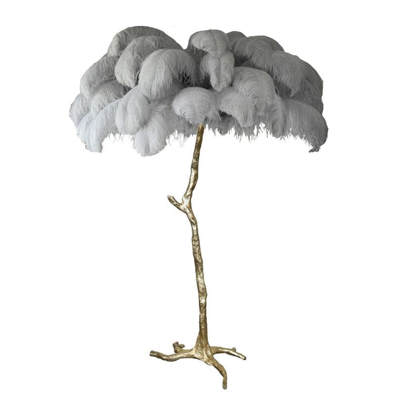 Ostrich Feather Brass Floor Lamp - Lumpaz