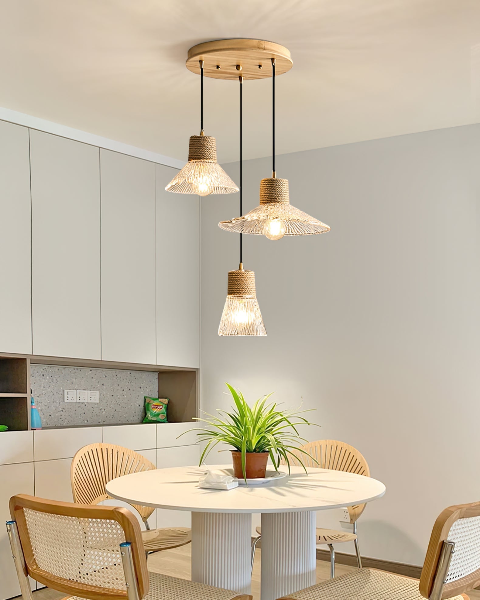 Hemp Rope Glass Pendant Lamp - Lumpaz