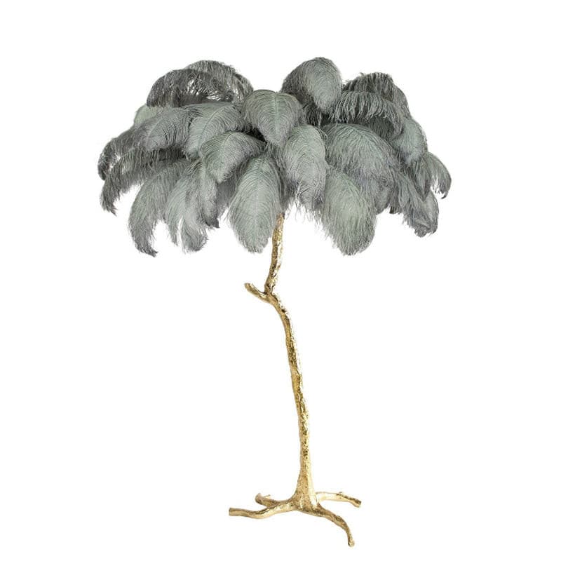 Ostrich Feather Brass Floor Lamp - Lumpaz