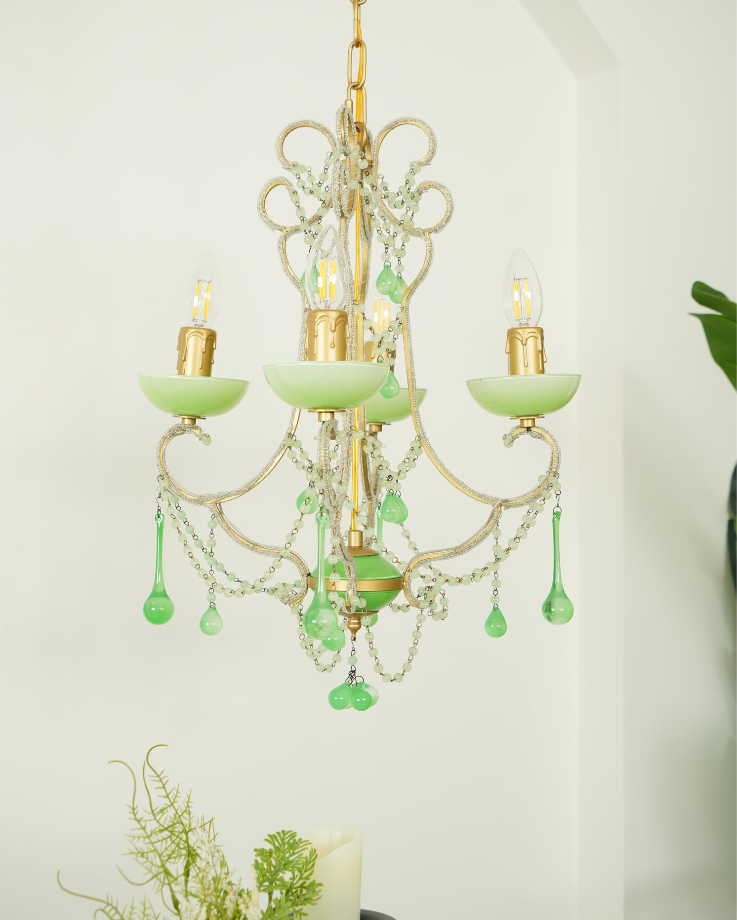 Murano Green Drops Chandelier - Lumpaz