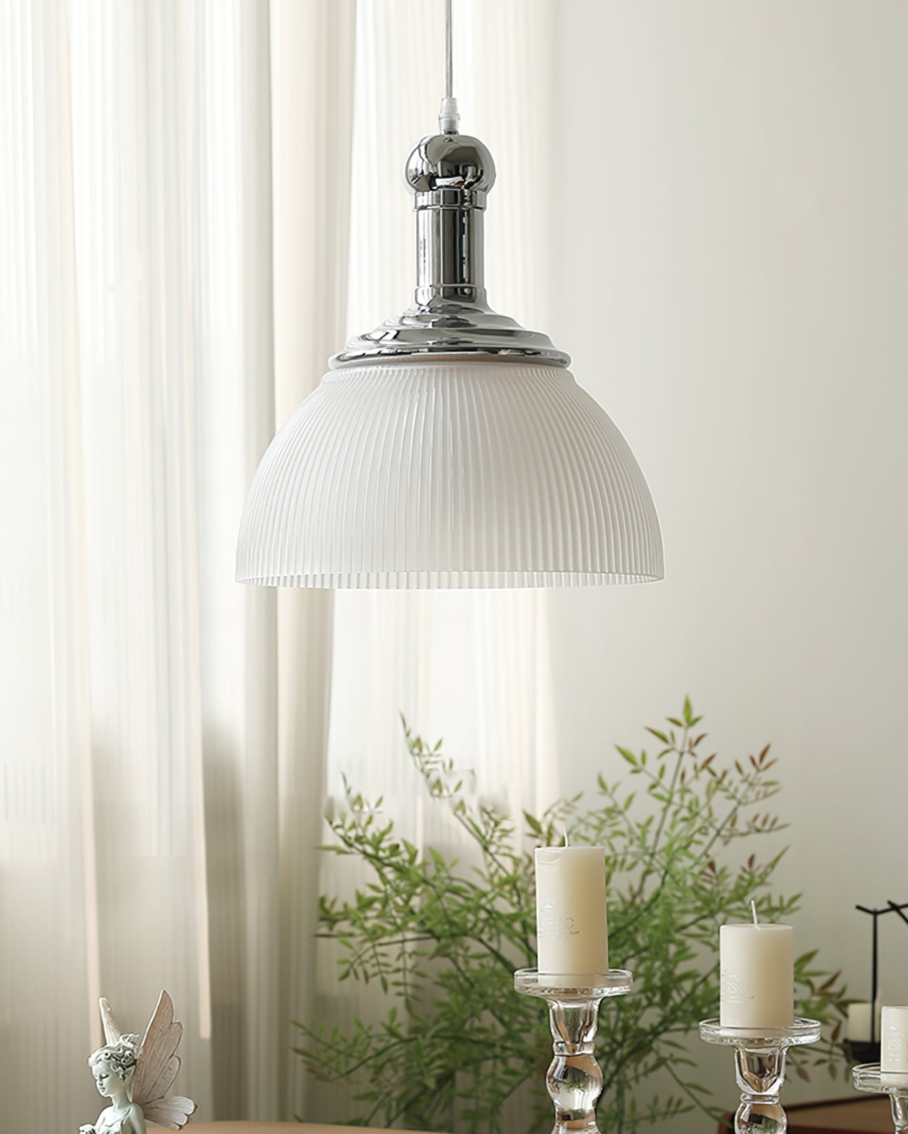 Ribbed Chrome Pendant Lamp - Lumpaz