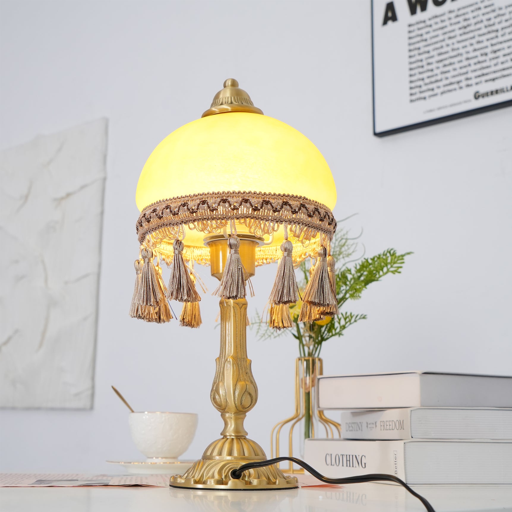 French Tassels Brass Table Lamp Lumpaz
