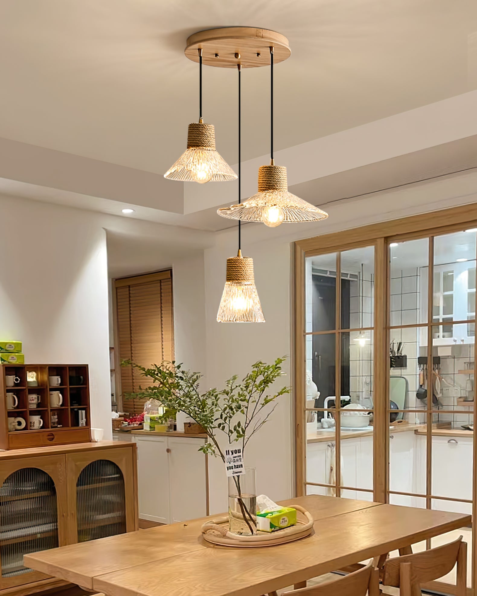 Hemp Rope Glass Pendant Lamp - Lumpaz